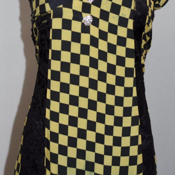 Yellow & Black Checkered Dress - Picture 3 of 15